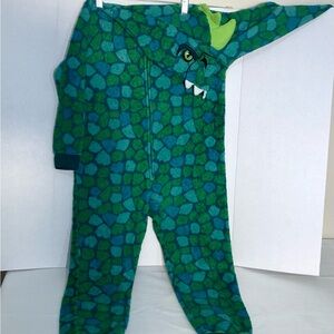 Dinosaur Pajamas boys XS 5/6 Critter Saint Eve Fleece  Hooded  Full Zip Footless